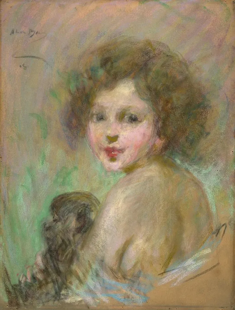 Maalaus Lapsi apinan kanssa - Alice Pike Barney | Taidetuloste