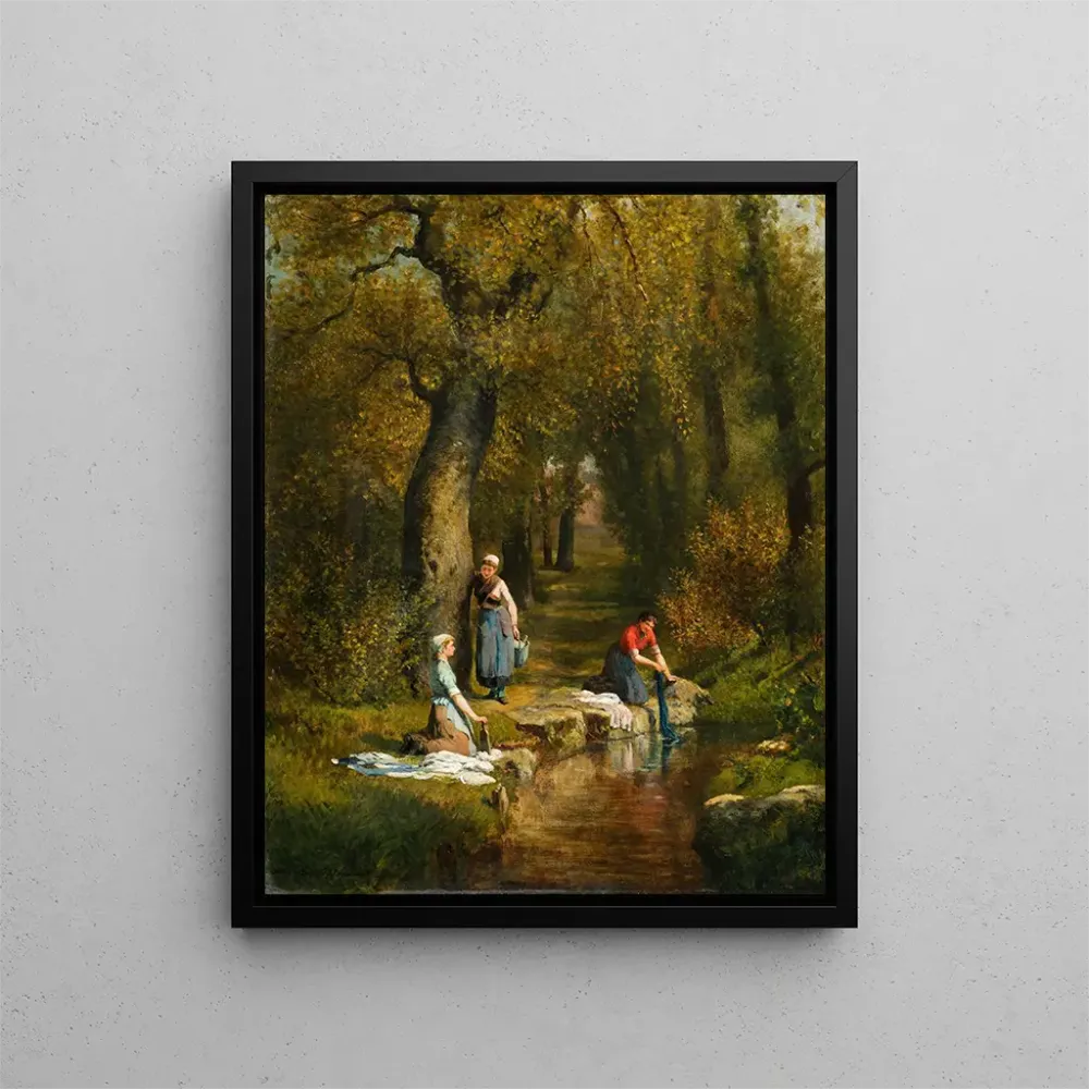 Maalaus Lavandières dans un paysage - Adolphe Théodore Jules Martial Potémont | Taidetuloste