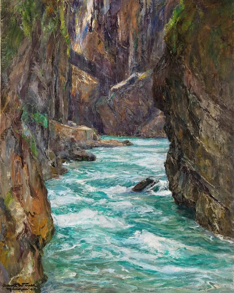 Maalaus Les gorges de Partnach près de Partenkirchen - Albert Wenk | Taidetuloste