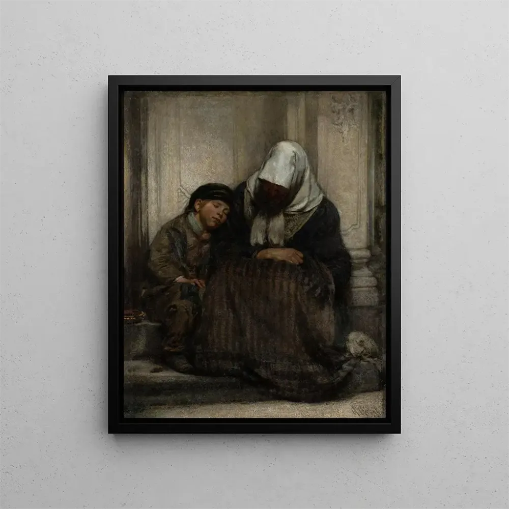 Maalaus "Les pauvres" - Angilbert Göbel | Taidetuloste