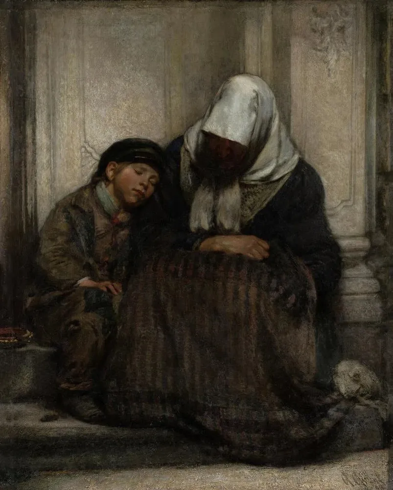 Maalaus "Les pauvres" - Angilbert Göbel | Taidetuloste