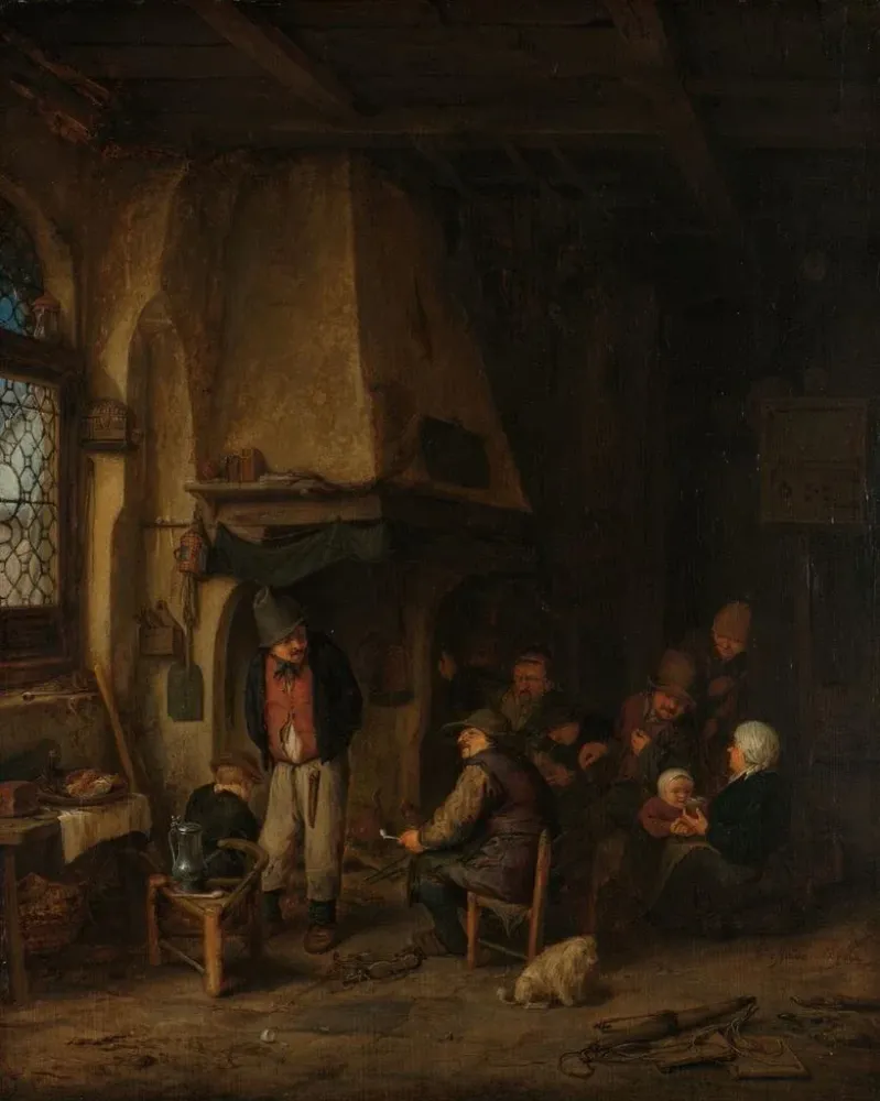 Maalaus "Les Paysans patineurs dans un intérieur" - Adriaen van Ostade | Taidetuloste
