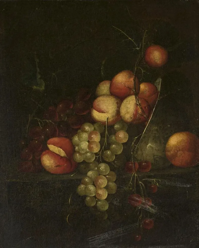 Maalaus luonnonkuvaelmasta omenoiden ja viinirypäleiden kanssa - Cornelis de Heem | Taidetuloste