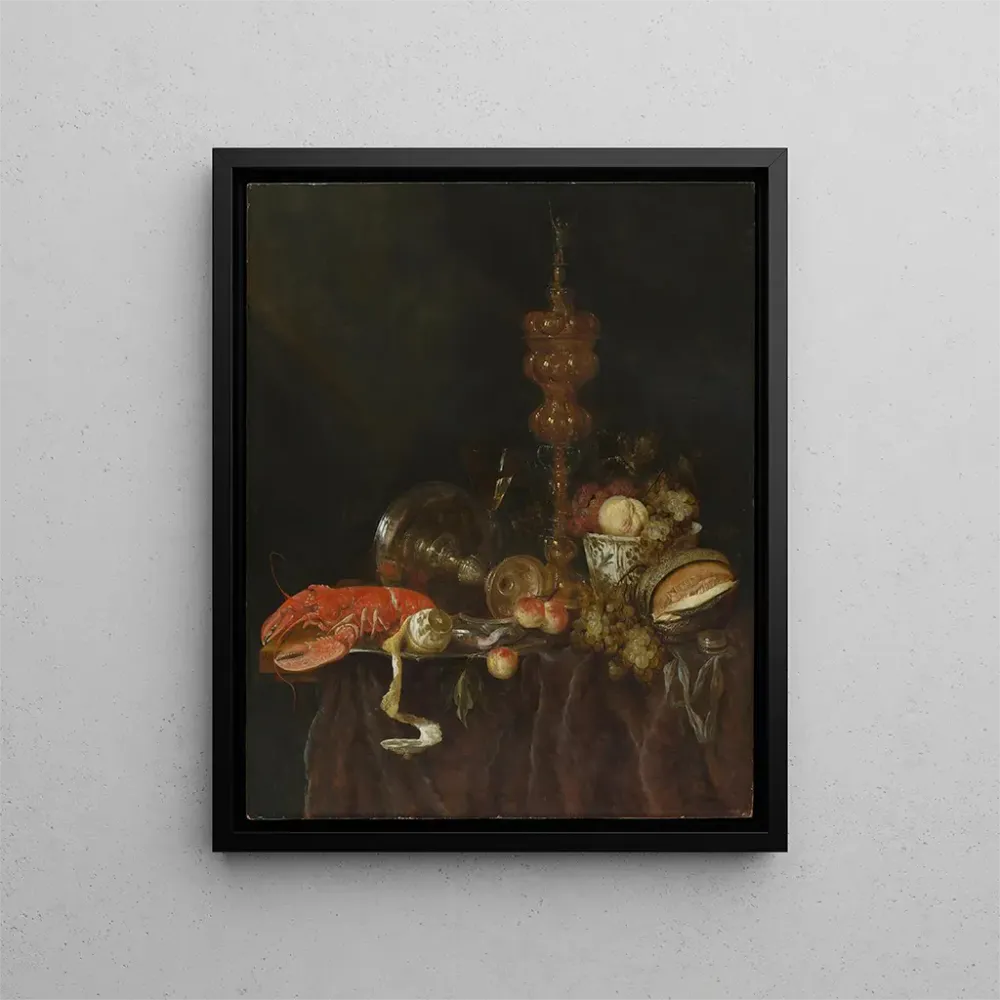 Maalaus Luontoaiheinen still life hummerin ja hedelmien kanssa - Abraham van Beyeren | Taidetuloste