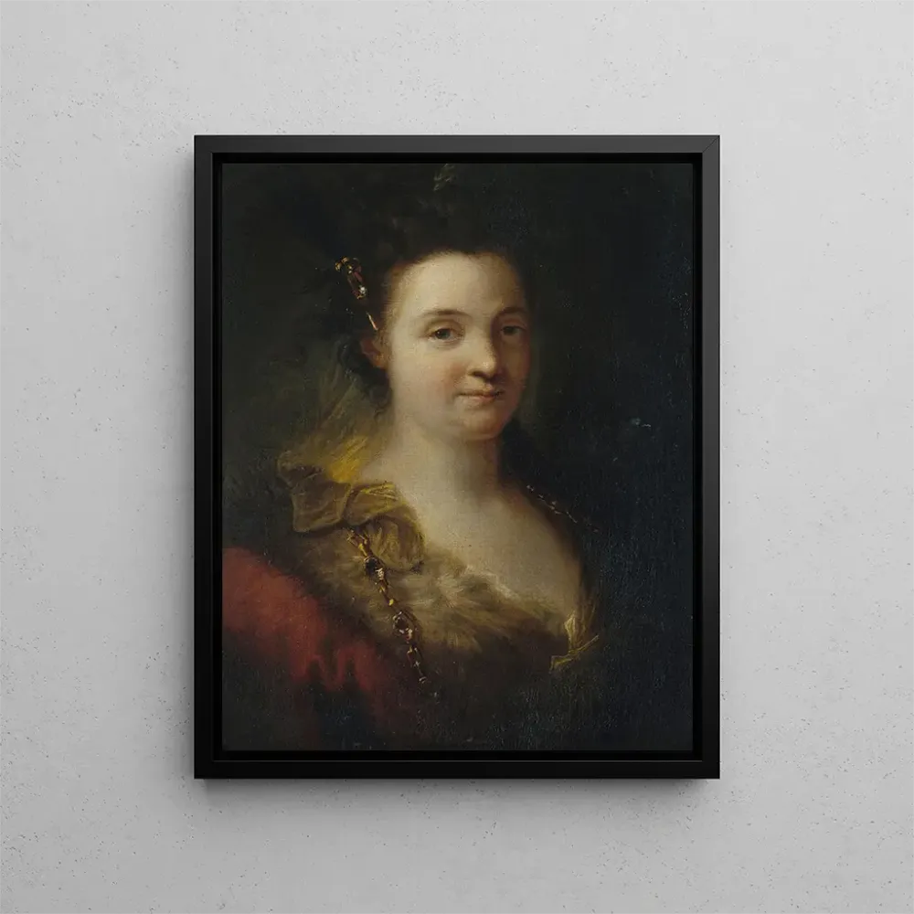 Maalaus Mademoiselle Duclos Marie-Anne de Châteauneuf 1670-1748 nimeltään Société de la Comédie Française - Alexis Grimou...
