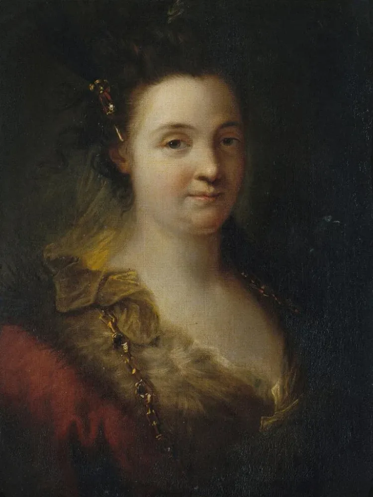 Maalaus Mademoiselle Duclos Marie-Anne de Châteauneuf 1670-1748 nimeltään Société de la Comédie Française - Alexis Grimou...