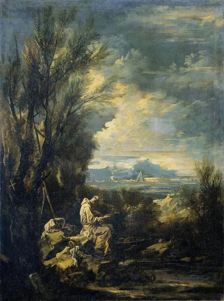 Maalaus Maisema Saint Bruno kanssa - Alessandro Magnasco | Taidetuloste