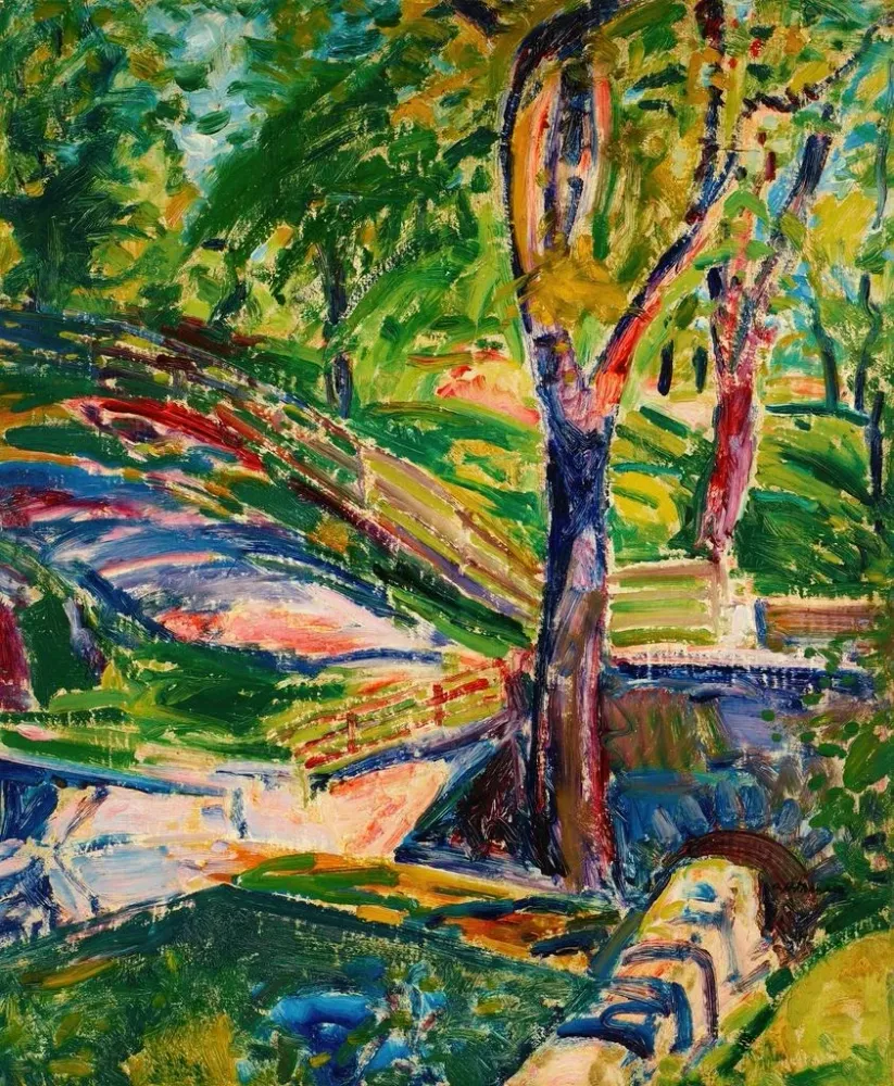 Maalaus Maisemaa aidatulla - Alfred Henry Maurer | Taidetuloste