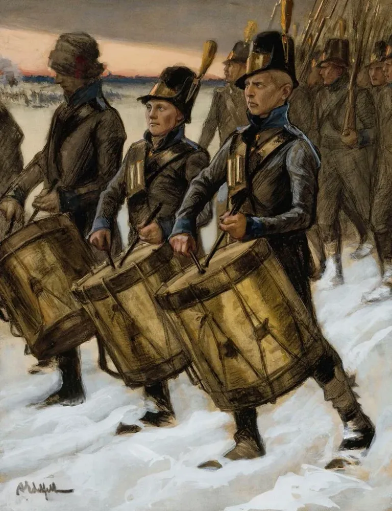 Maalaus La marche du régiment de Björneborg - Albert Edelfelt | Taidetuloste