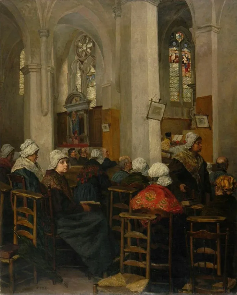 Maalaus La Messe - Charles - Henri Pille | Taidetuloste
