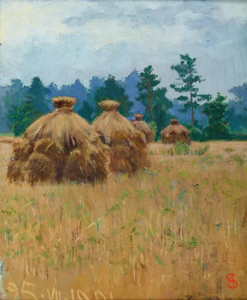 Maalaus Meules de maïs volhyniennes - Ambroży Sabatowski | Taidetuloste