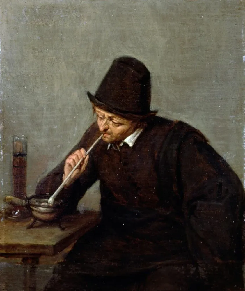Maalaus Mies, joka polttaa - Adriaen van Ostade | Taidetuloste