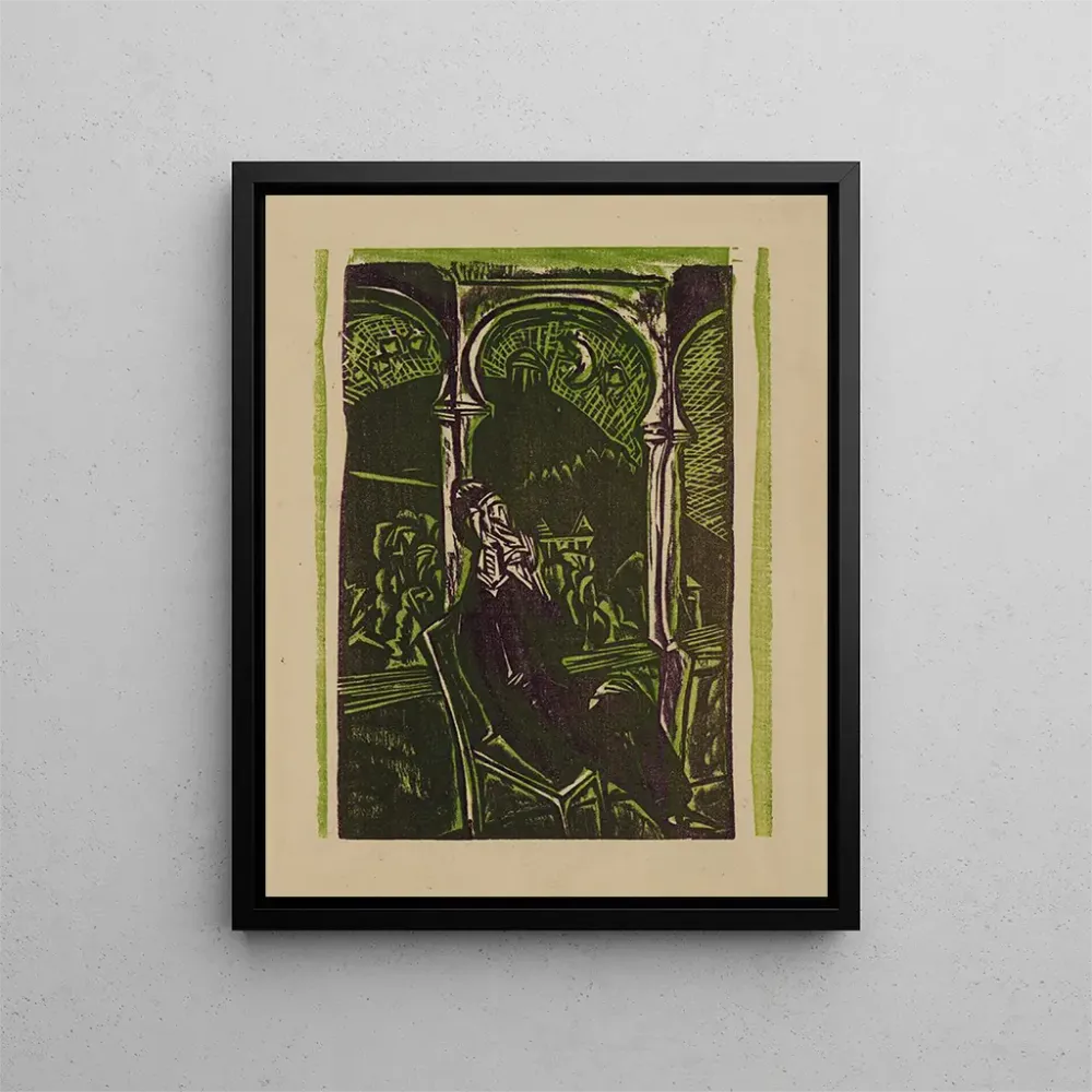 Maalaus Mies triumfante Botho Graef istuu parvekkeellaan Jena - Ernst Ludwig Kirchner