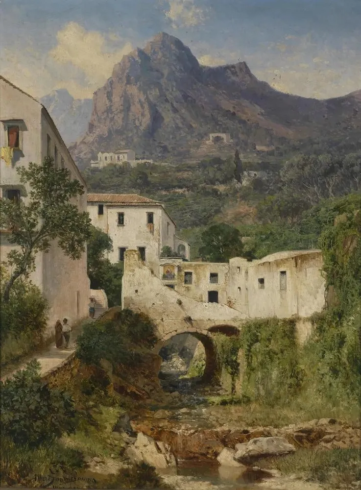 Maalaus Mill Valley lähellä Amalfi - Albert Zimmermann | Taidetuloste