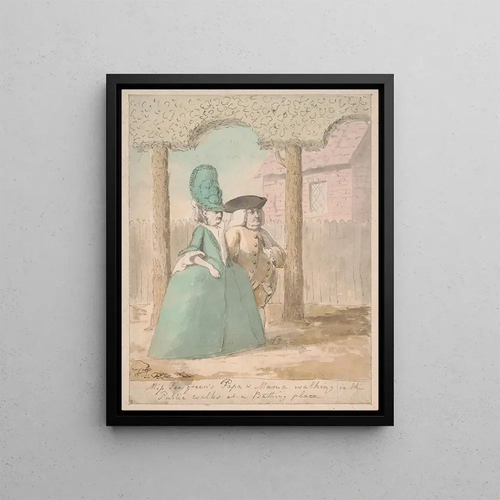 Maalaus Miss Peagreens, Papa et Maman se promenant dans les lieux publics à un endroit de baignade - Nathaniel Dance Holla...