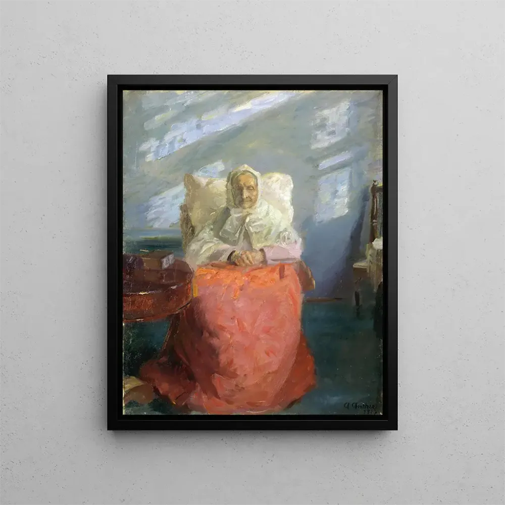 Maalaus Mme Ane Brøndum dans la chambre bleue - Anna Ancher | Taidetuloste