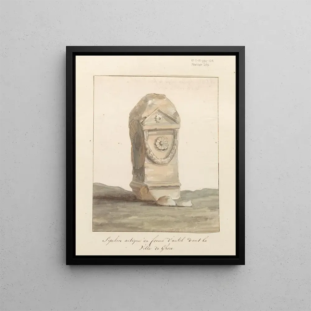 Maalaus monumenttihautakivestä klassisen alttarin muodossa Gozo-saaressa - Abraham Louis Rodolphe Ducros | Taidetuloste