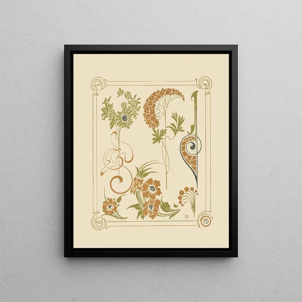 Maalaus Motif abstrakti kukkien ja arabesquien pohjalta - Alphonse Mucha | Taidetuloste