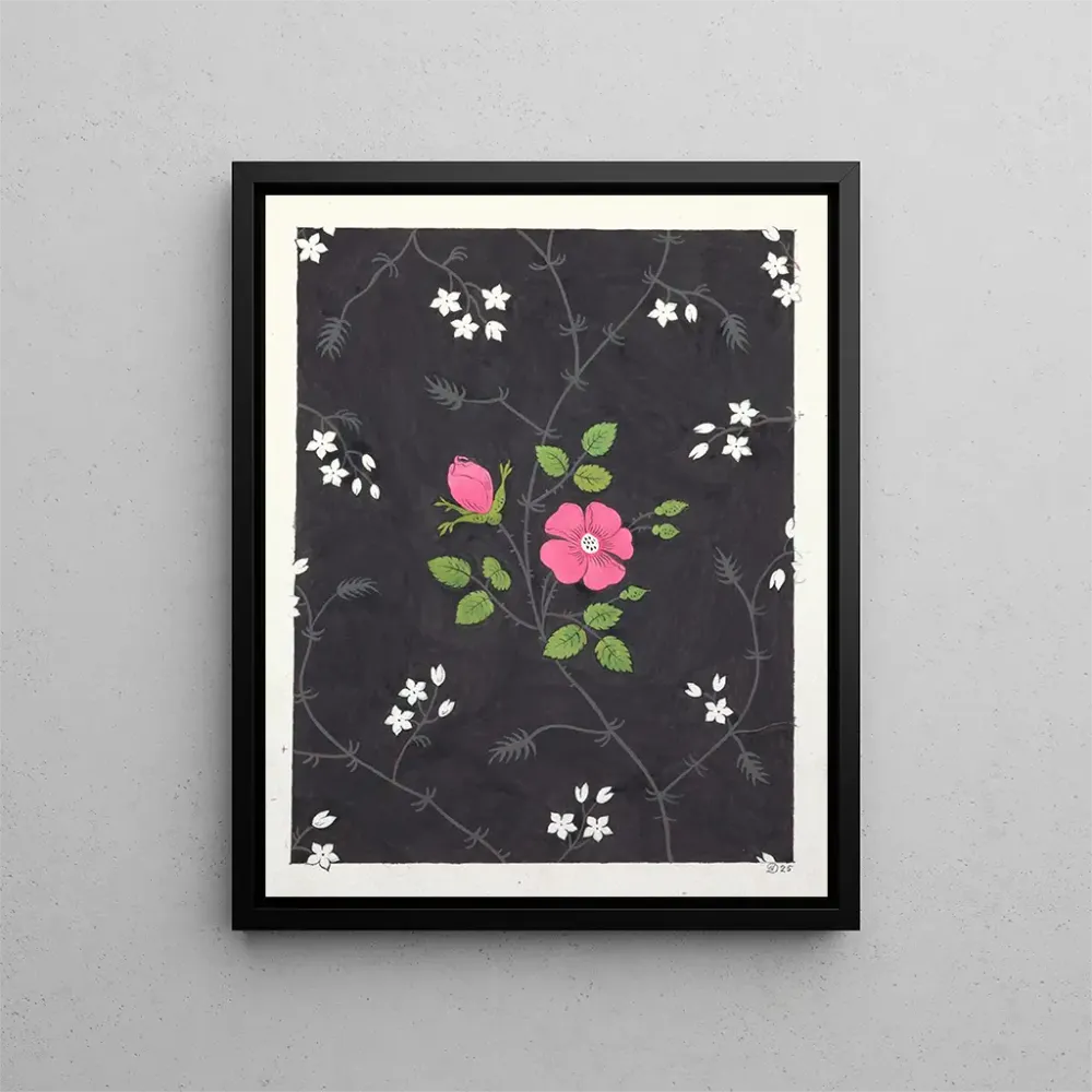 Maalaus Motif floral pour textile imprimé Pl XXXIX - Anonyme | Taidetuloste