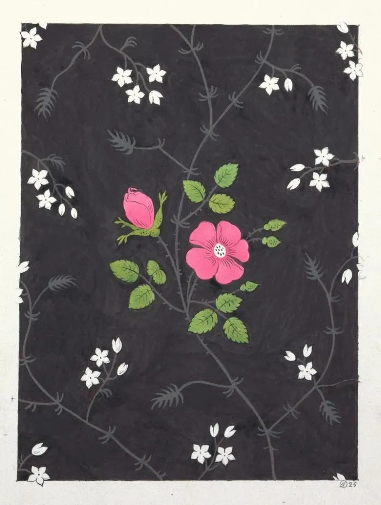 Maalaus Motif floral pour textile imprimé Pl XXXIX - Anonyme | Taidetuloste