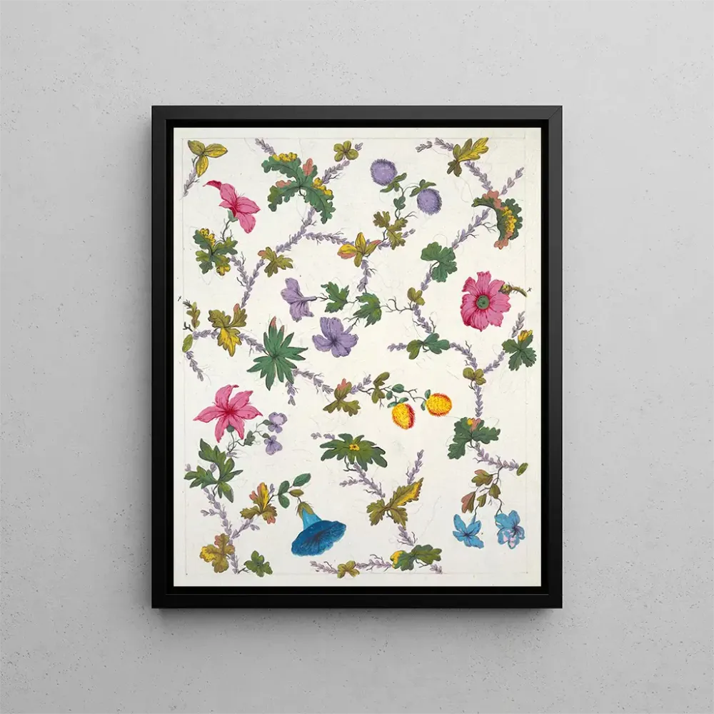 Maalaus Motif floral pour textile imprimé Pl XXI - Anonyme | Taidetuloste
