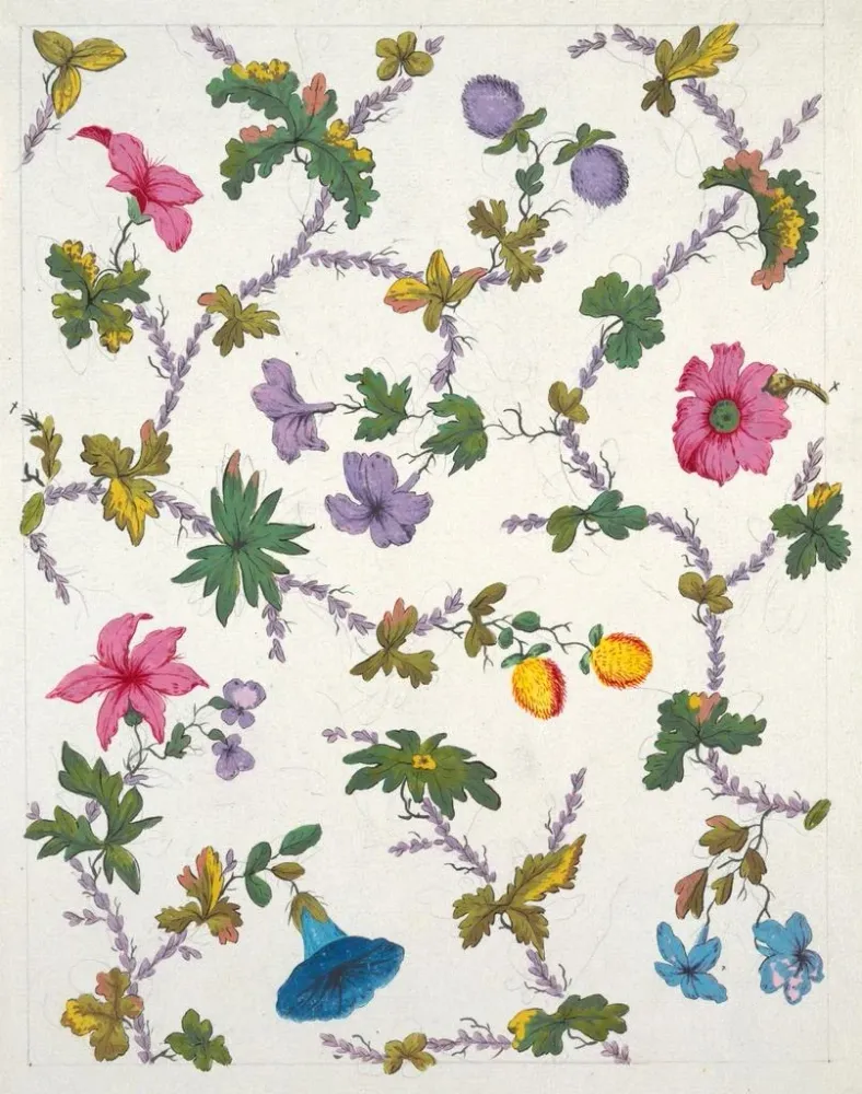 Maalaus Motif floral pour textile imprimé Pl XXI - Anonyme | Taidetuloste