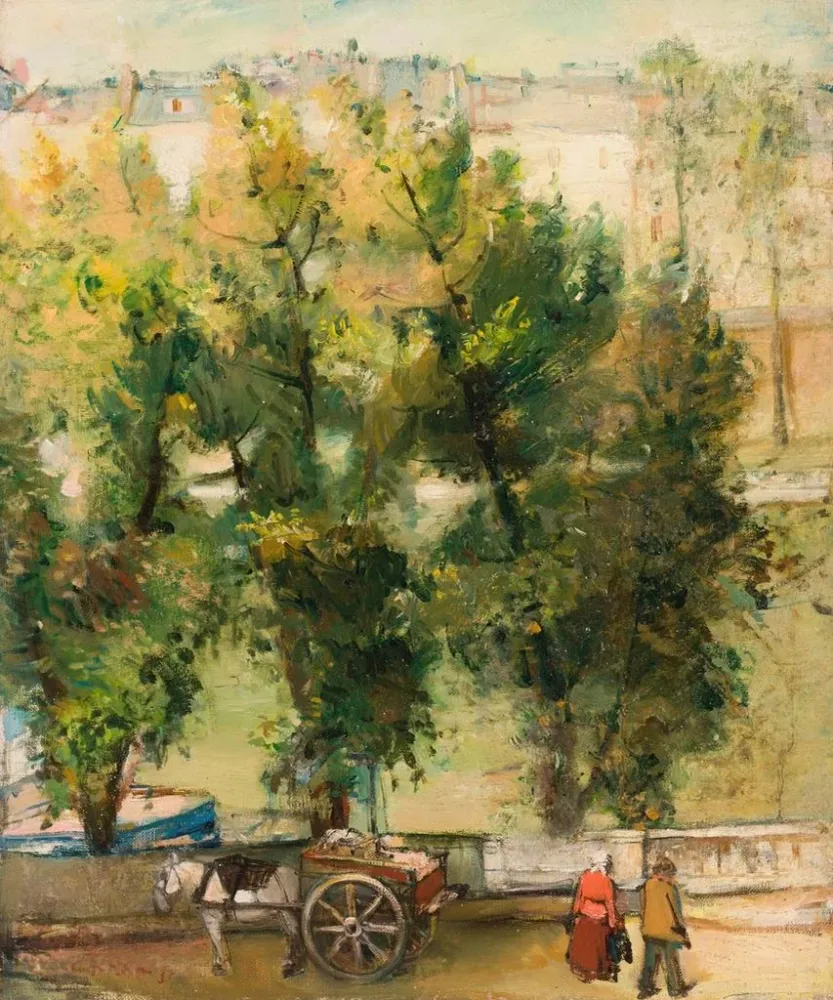 Maalaus Motif de Paris Paysage avec un cheval - Andrus Johani | Taidetuloste