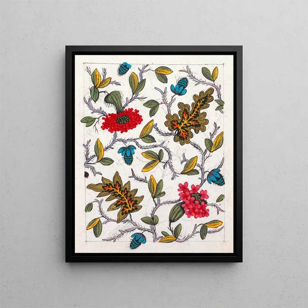 Maalaus motiivi floral tekstiiliprinttiin Pl IV - Anonyymi | Taidetuloste