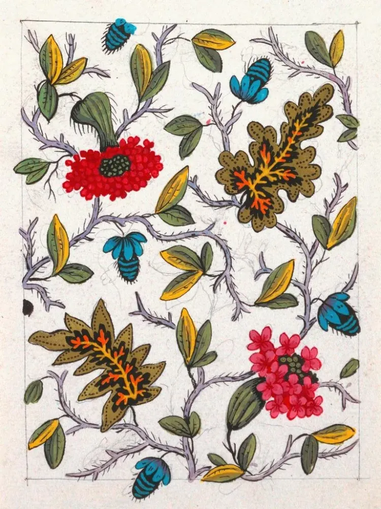 Maalaus motiivi floral tekstiiliprinttiin Pl IV - Anonyymi | Taidetuloste