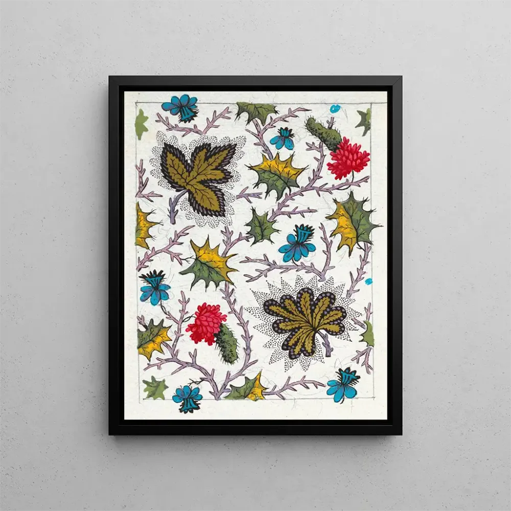 Maalaus motiivi floral tekstiiliprinttiin Pl VII - Anonyymi | Taidetuloste
