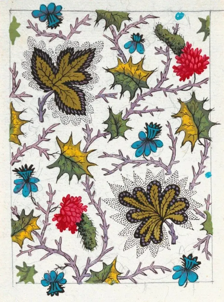 Maalaus motiivi floral tekstiiliprinttiin Pl VII - Anonyymi | Taidetuloste