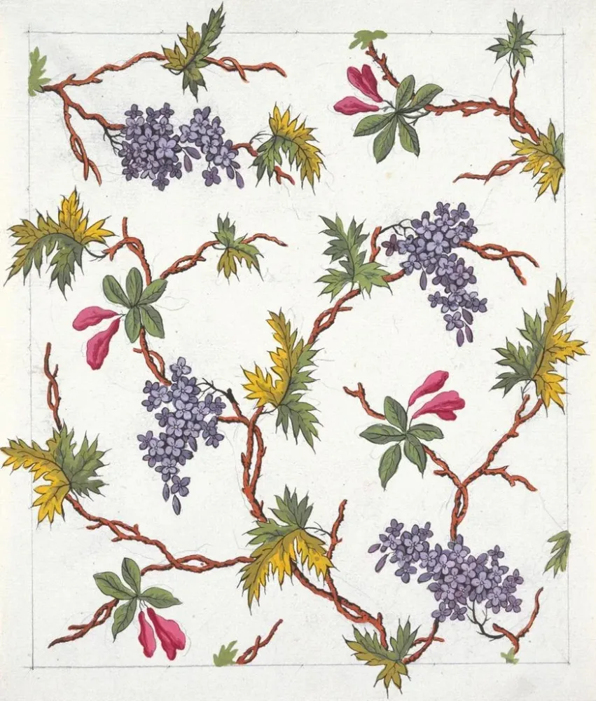 Maalaus motiivi floral tekstiiliprinttiin Pl XVIII - Anonyymi | Taidetuloste