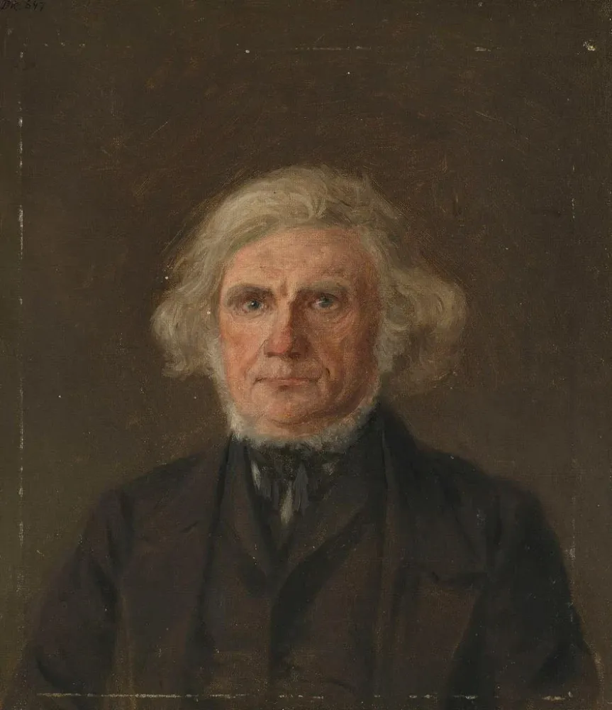 Maalaus Muotokuva-työskentely vanhuksesta - Adolph Tidemand | Taidetuloste