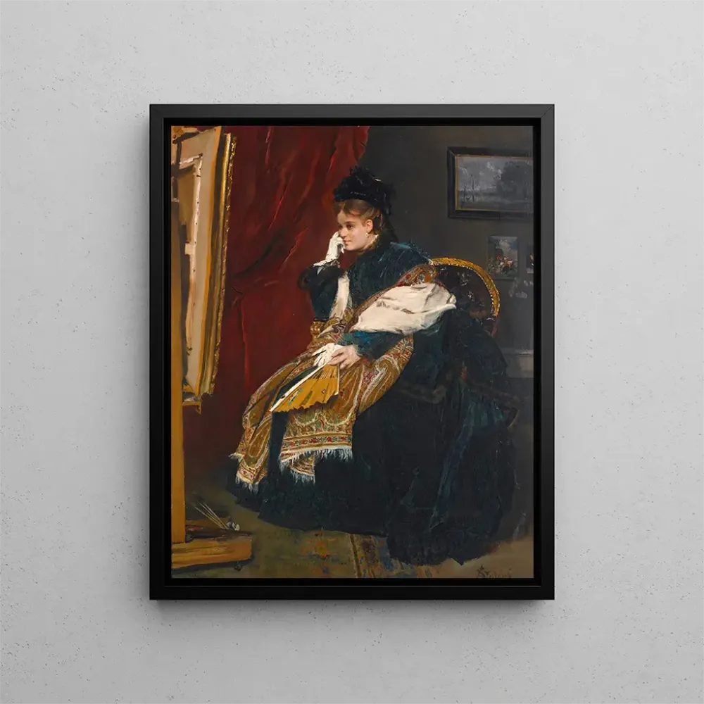 Maalaus Nainen vihreässä työpajassa - Alfred Stevens | Taidetuloste