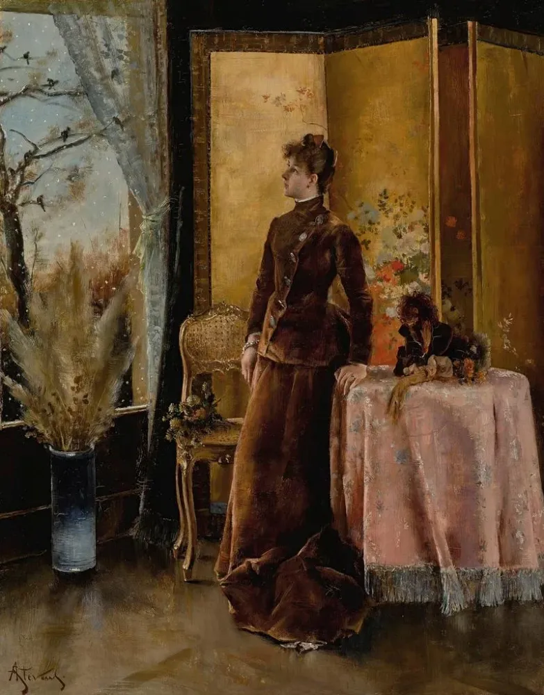 Maalaus La Neige - Alfred Stevens | Taidetuloste