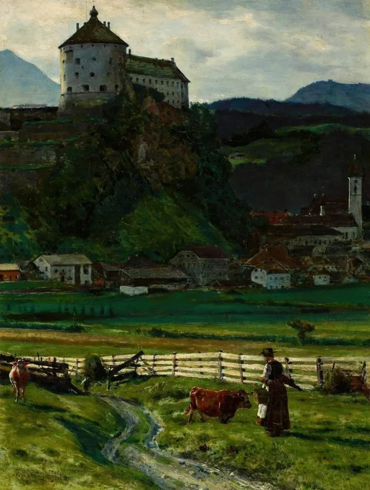 Maalaus Näkymä Kufsteinin linnoituksen ympäristöstä - Aleksander Gierymski | Taidetuloste