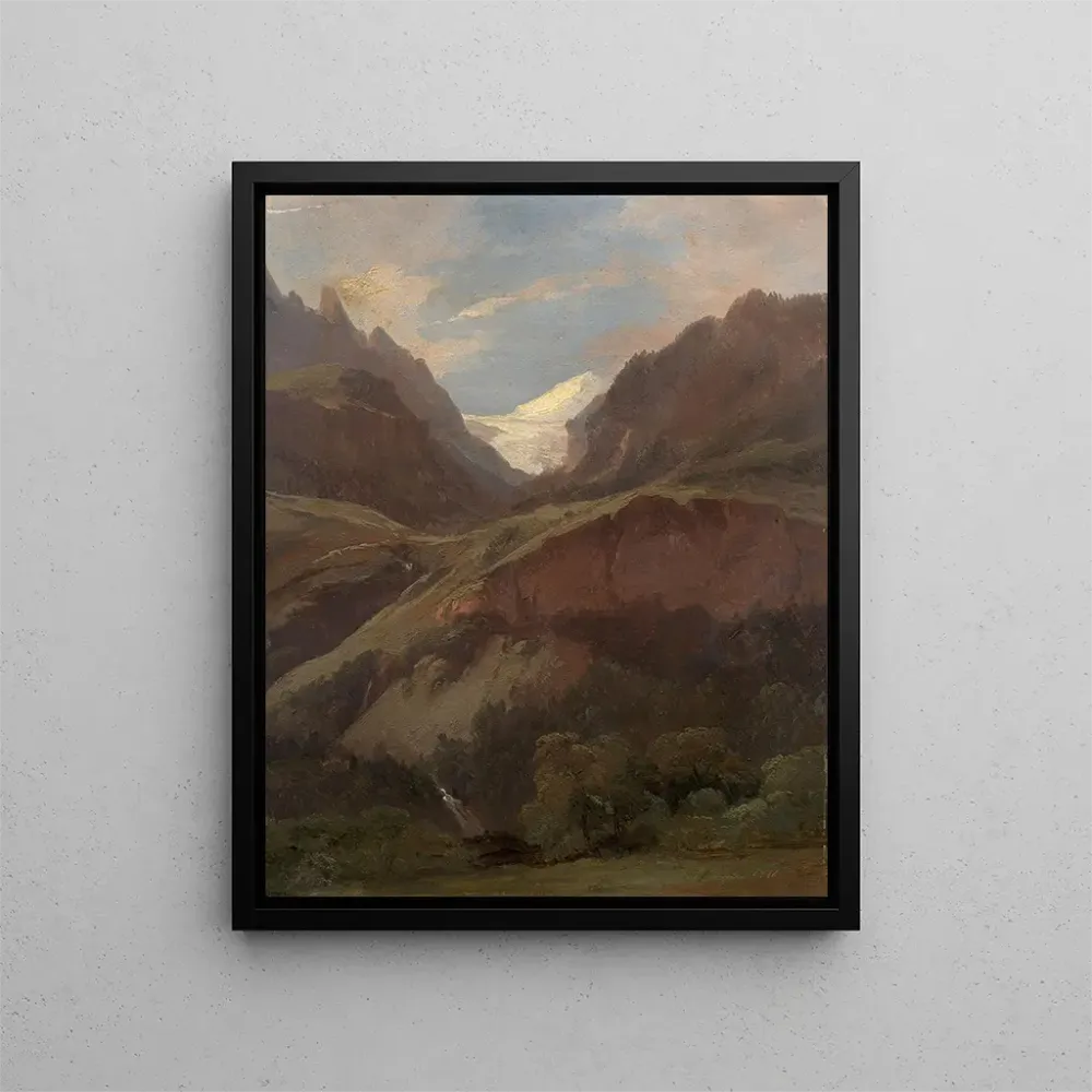 Maalaus Näkymä Wetterhornista ja Reichenbachista Meiringenistä - Alexandre Calame | Taidetuloste