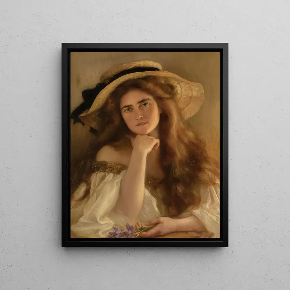 Maalaus Nuori nainen suurikukkaisen hatun kanssa - Albert Lynch | Taidetuloste