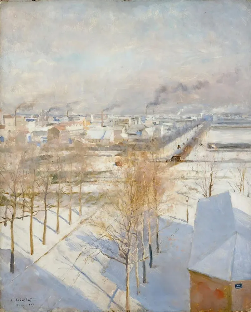 Maalaus Pariisi lumisateessa - Albert Edelfelt | Taidetuloste