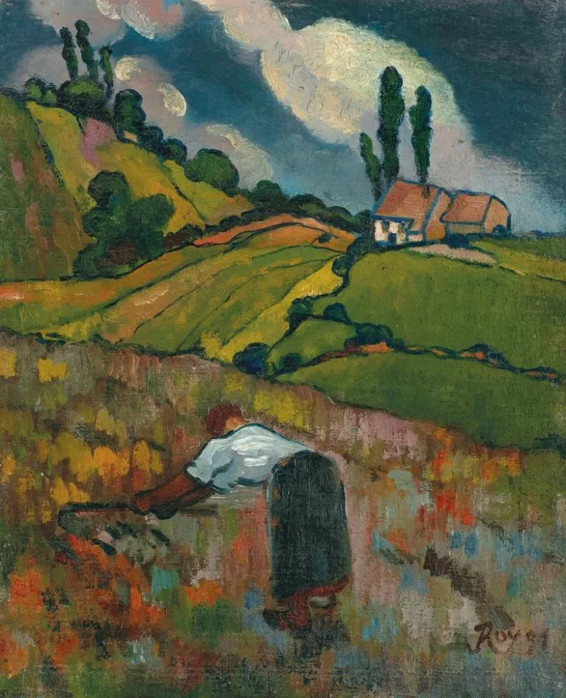 Maalaus Paysanne à la moisson - Louis Roy | Taidetuloste