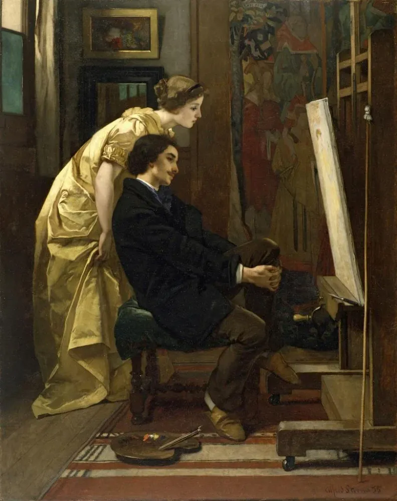 Maalaus Le peintre et son modèle - Alfred Stevens | Taidetuloste