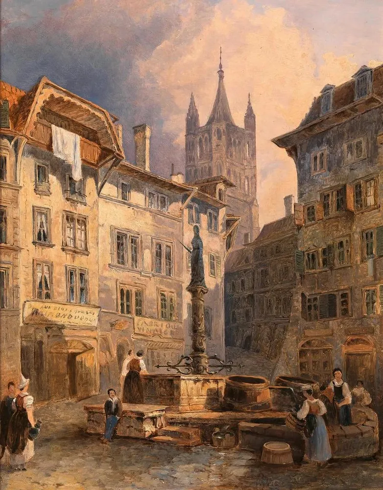 Maalaus Place de Palud à Lausanne - Adalbert Stifter | Taidetuloste