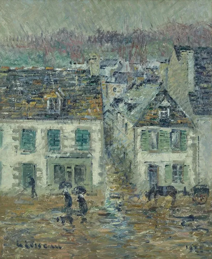 Maalaus La pluie à Pont - Aven - Gustave Loiseau | Taidetuloste