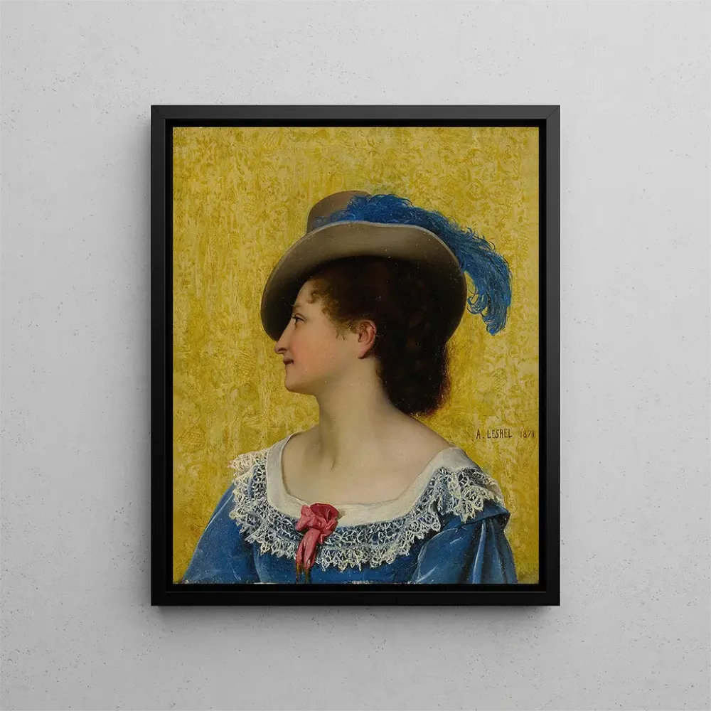 Maalaus La plume bleue - Adolphe Alexandre Lesrel | Taidetuloste