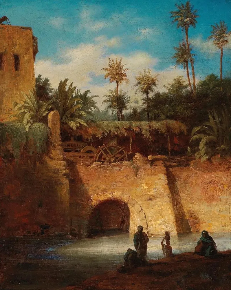Maalaus Porteurs d'eau près du moulin - Alois Schönn | Taidetuloste