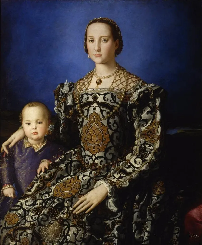 Maalaus Portrait d'Aliénor de Tolède avec son fils Giovanni de Médicis - Agnolo Bronzino | Taidetuloste