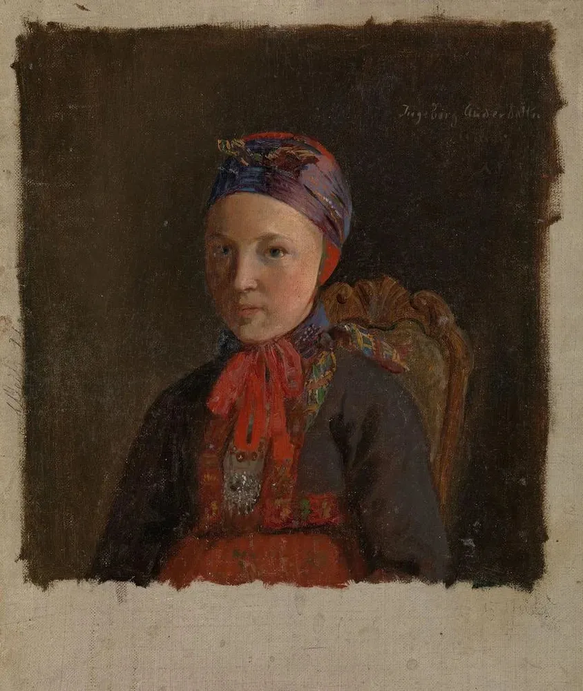 Maalaus Portrait d'Ingeborg Anderdatter Gulsvig - Adolph Tidemand | Taidetuloste