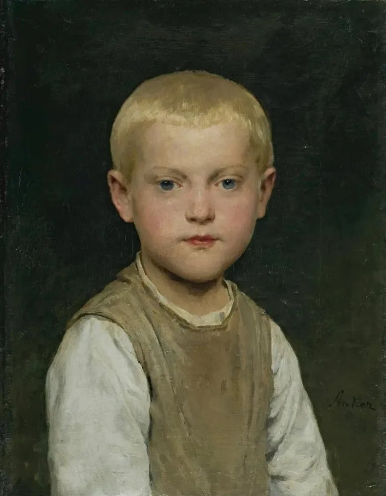 Maalaus Portrait d'un garçon - Albert Anker | Taidetuloste