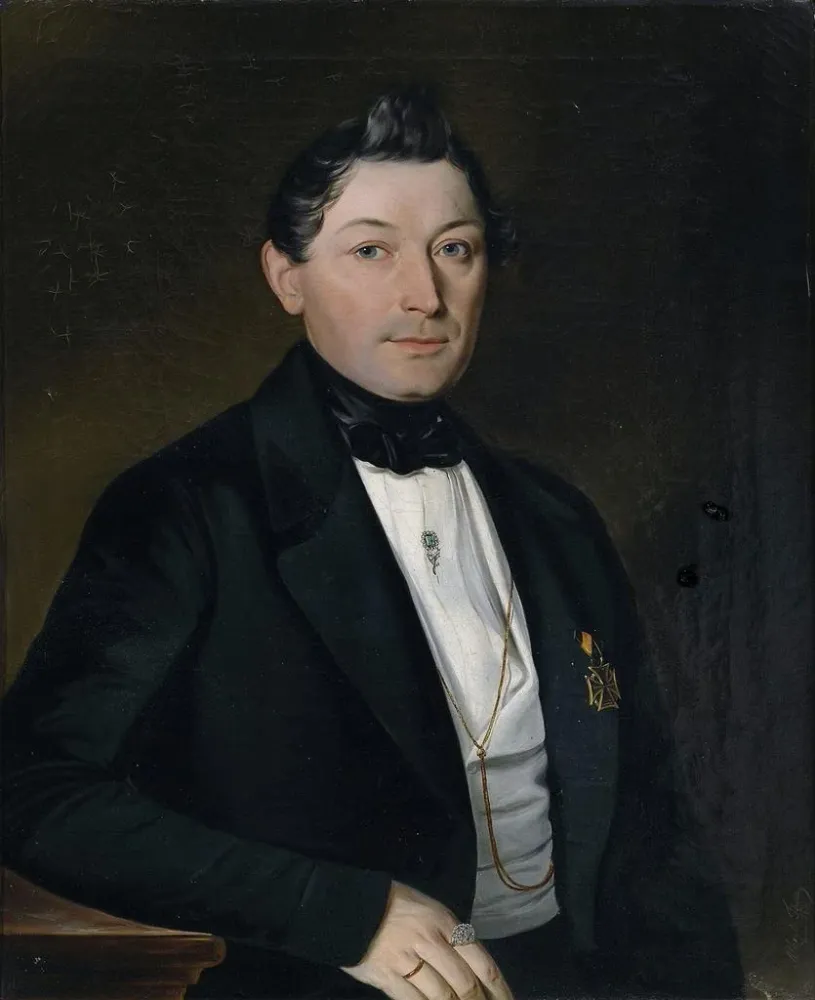 Maalaus Portrait d'un gentleman en redingote noire avec médailles - Albert Theer | Taidetuloste