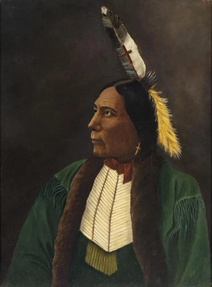 Maalaus Portrait d'un Indien d'Amérique - Anonyme | Taidetuloste